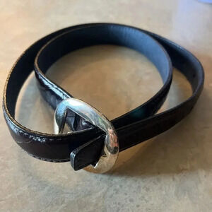 Vintage Brown Leather Belt Bohemian Women’s Size L Brass Buckle India 4002